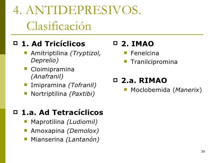 antidepresivos triciclicos y tetraciclicos